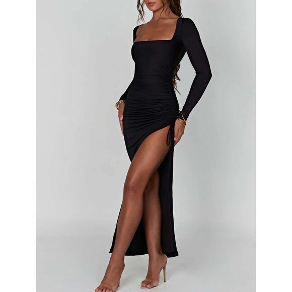 NWT Babyboo Black Raye Longsleeve Maxi Dress Size Small - Picture 1 of 7